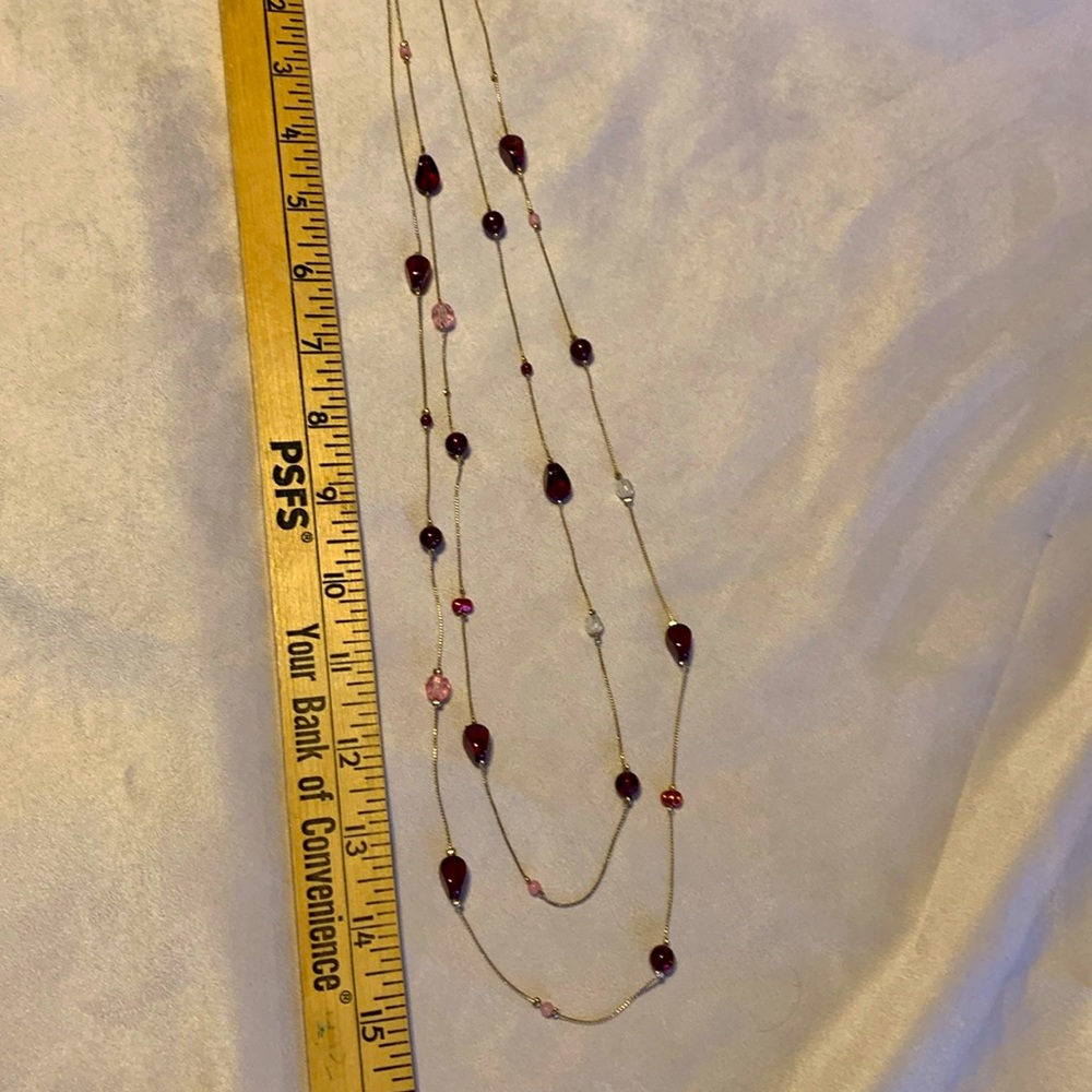 Gold and pink stone necklace